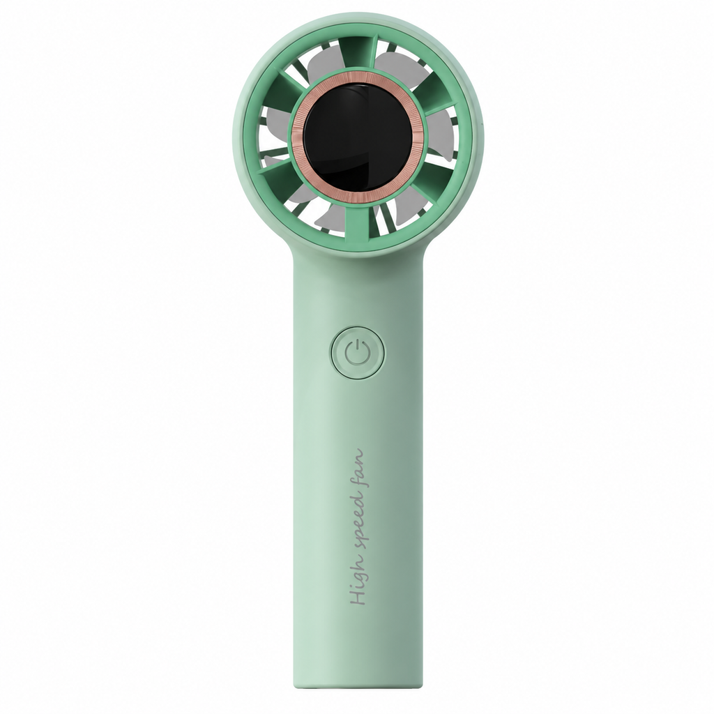 Breziva AeroGlow™ handheld cooling fan — quiet, makeup-friendly personal cooling